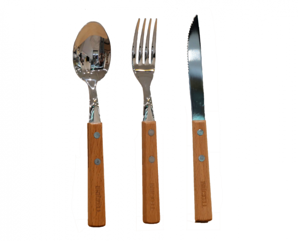 3-piece Stainless Steel Flatware with Wooden Handle